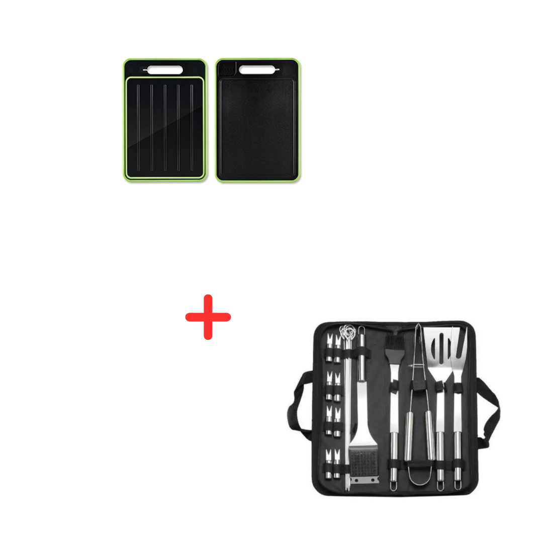 Combo set BBQ utensili+ tabla de cortar
