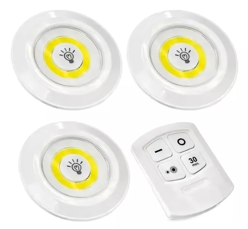 combo 2 Luz Led com 3 Lámpara Adhesiva e controle