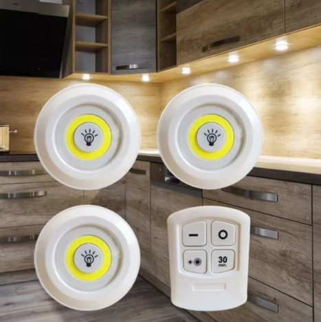 combo 2 Luz Led com 3 Lámpara Adhesiva e controle